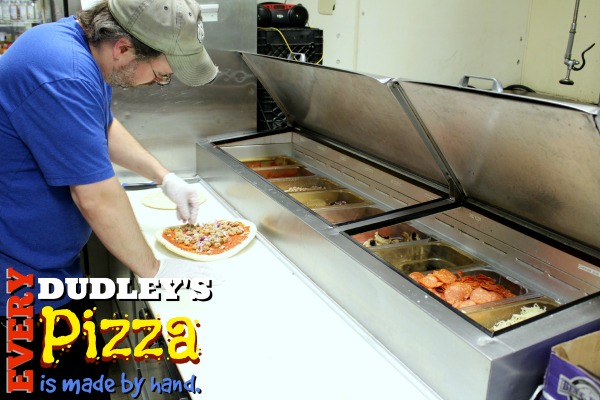Dudley's Pizzas are all handmade!